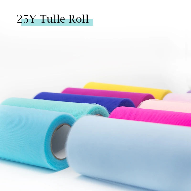 Tulle Roll Spool 25 Yards 15Cm White Organza Roll Red Blue Tulle Organza Fabric Tutu Skirt Girl Baby Shower Decor Party Supplies