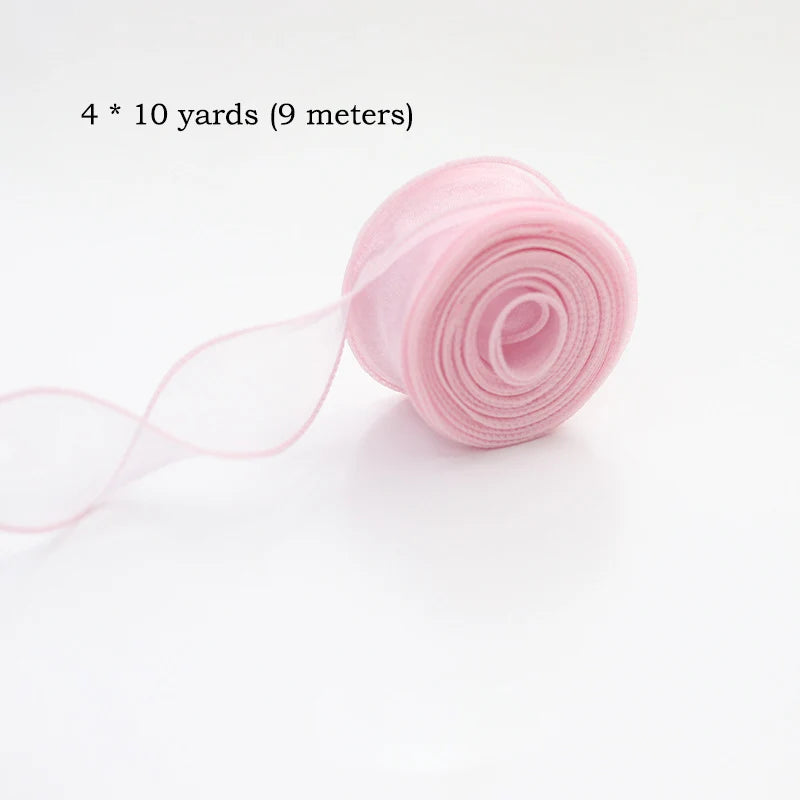 10Yards/Roll Chiffon Silk Ribbon Organza Satin for DIY Craft Gift Wrapping Decoration Wedding Bouquets Wreath Sewing Supplies