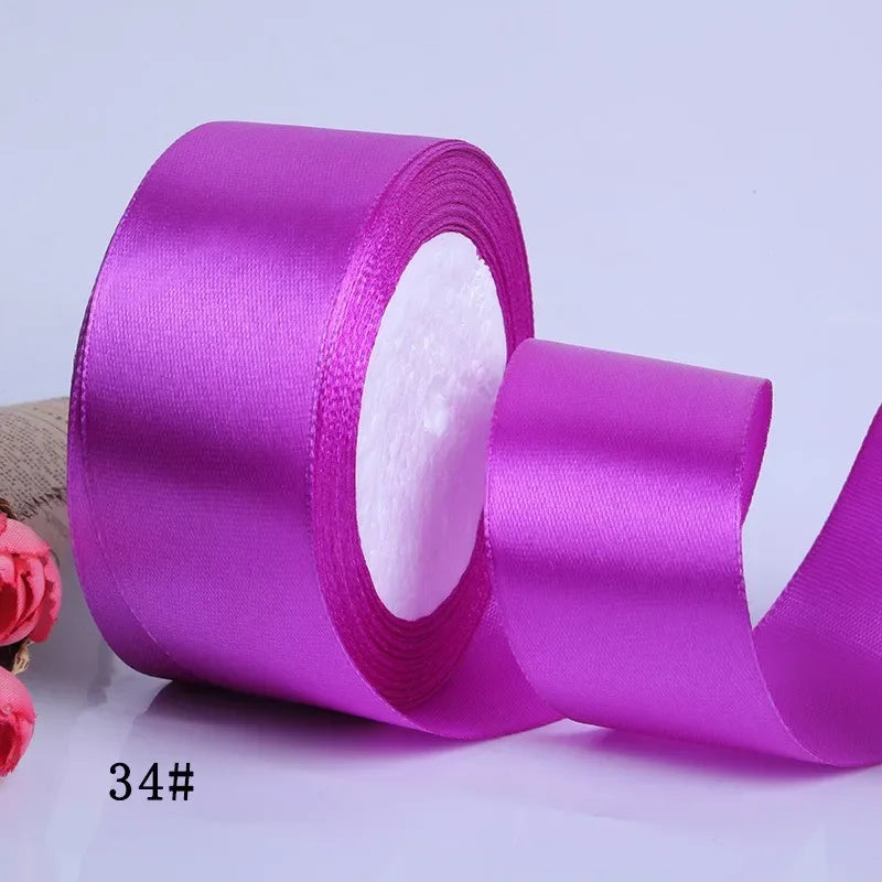 22Meters 6Mm-40Cm Satin Ribbons Crafts Bow DIY Gift Wrap Wine Red Orange Yellow Green Blue Purple Black Gray Gold White Ribbons