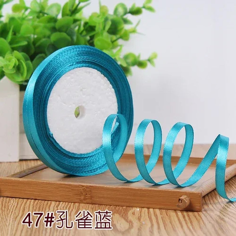 25Yards 6Mm Silk Satin Ribbons for Crafts Bow Handmade Gift Wrap Partys Christmas Wedding Decorative Artificial Accessories