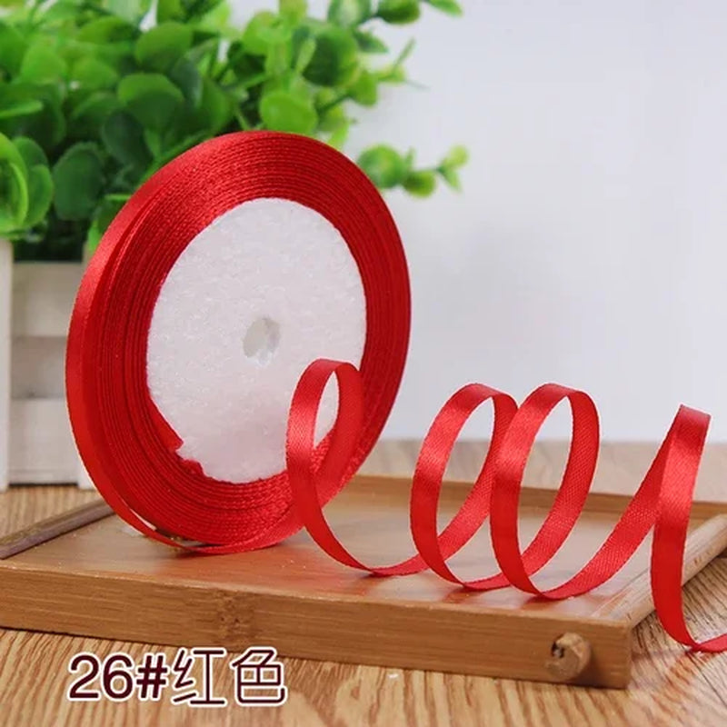 25Yards 6Mm Silk Satin Ribbons for Crafts Bow Handmade Gift Wrap Partys Christmas Wedding Decorative Artificial Accessories