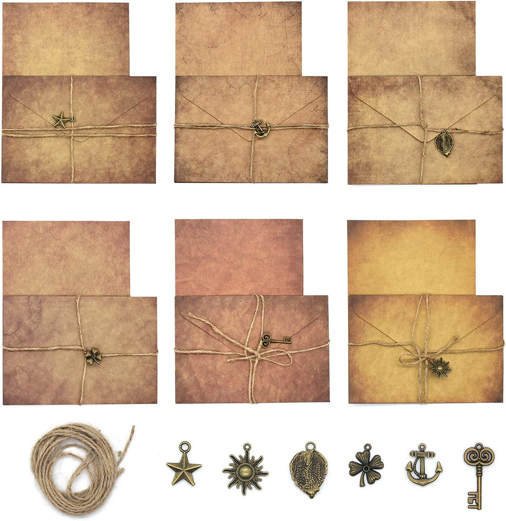 Vintage Stationary Set - 24 Sheets of Letter Paper, 12 Envelopes (60)