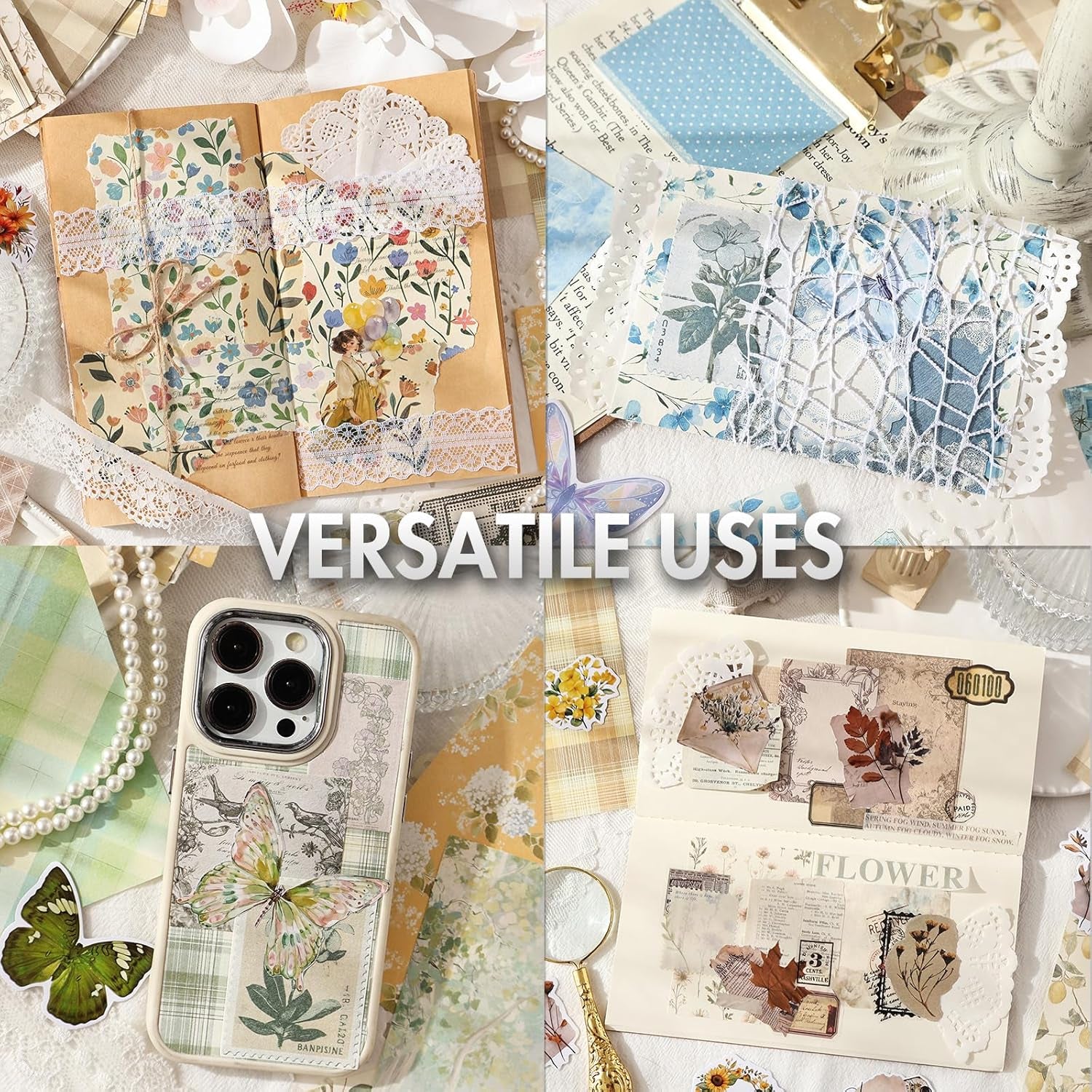 Vintage Cottagecore Scrapbook Kit ‚Äî 400-Piece Junk Journal Supply Set