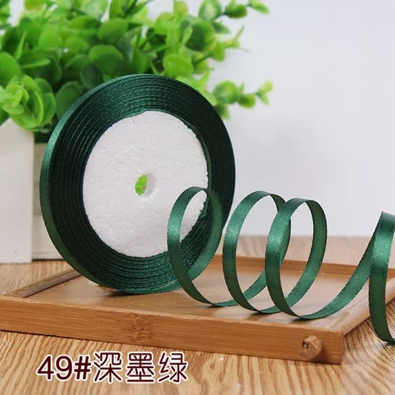 25Yards 6Mm Silk Satin Ribbons for Crafts Bow Handmade Gift Wrap Partys Christmas Wedding Decorative Artificial Accessories