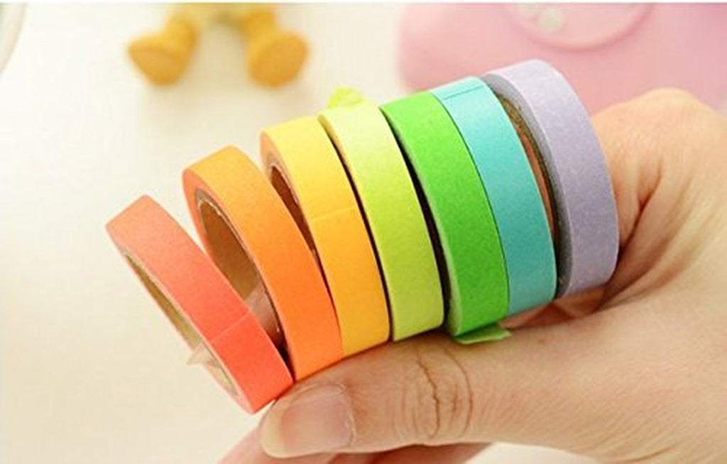 10Pc Rainbow Writable Washi Tape Set Colorful Adhesive Masking Craft Tape Roll