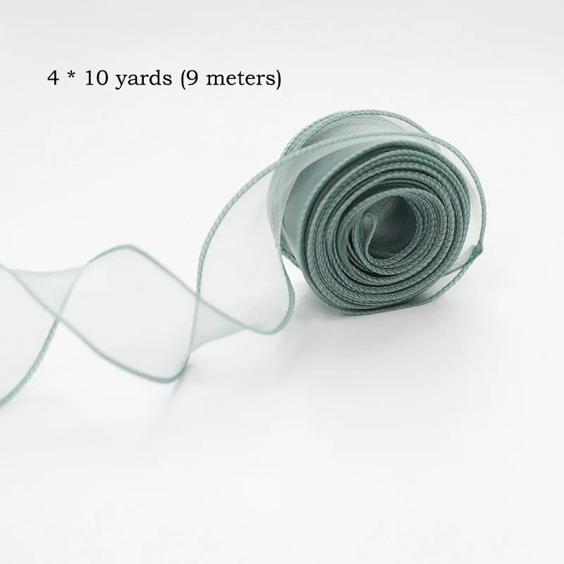 10Yards/Roll Chiffon Silk Ribbon Organza Satin for DIY Craft Gift Wrapping Decoration Wedding Bouquets Wreath Sewing Supplies