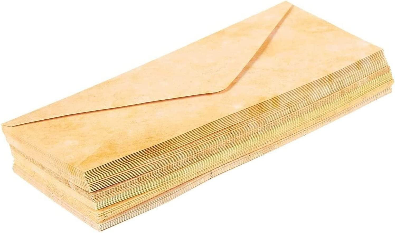 Rectangular Vintage Envelopes - Antique Invitation Envelope Designs - Bulk Vintage Stationery Set - Pack of 48, 8.7 X 4 In, Brown