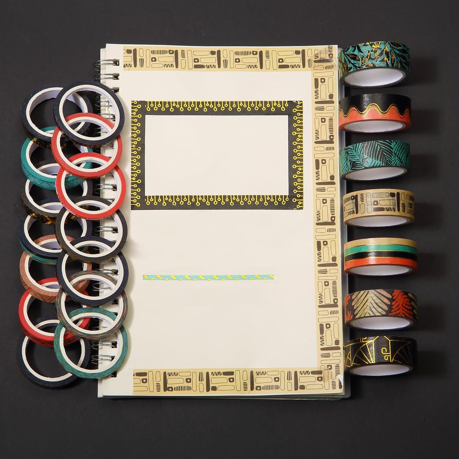 '- Washi Tape Set, 21 Rolls, Assorted Sizes, 5.5 Yards/Roll | Washi Tape for Scrapbook, Arts, Crafts, Journals and Planners, Ethnic Elegance Design