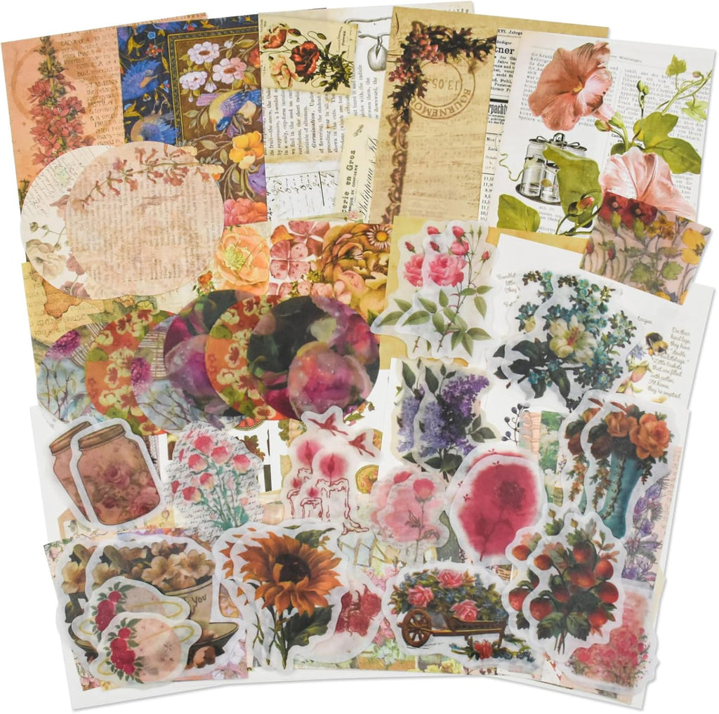 Vintage Scrapbooking Supplies Kit Vintage Stickers for Scrapbooking Journaling Aesthetic Paper Stickers Material Ephemera Pack for Junk Journal Bullet Journals Planners NotebooksÔºà83 PiecesÔºâ