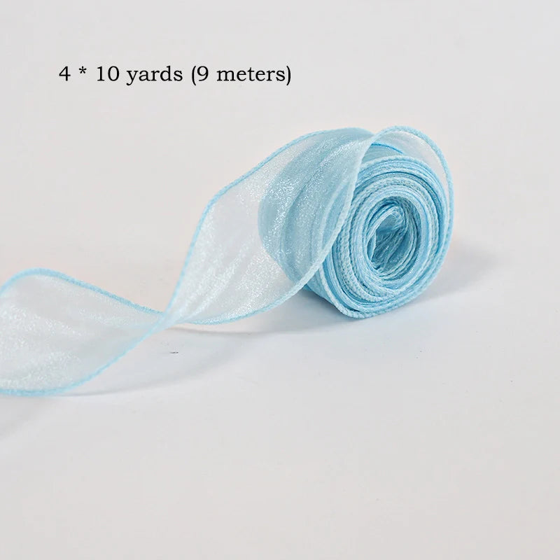 10Yards/Roll Chiffon Silk Ribbon Organza Satin for DIY Craft Gift Wrapping Decoration Wedding Bouquets Wreath Sewing Supplies