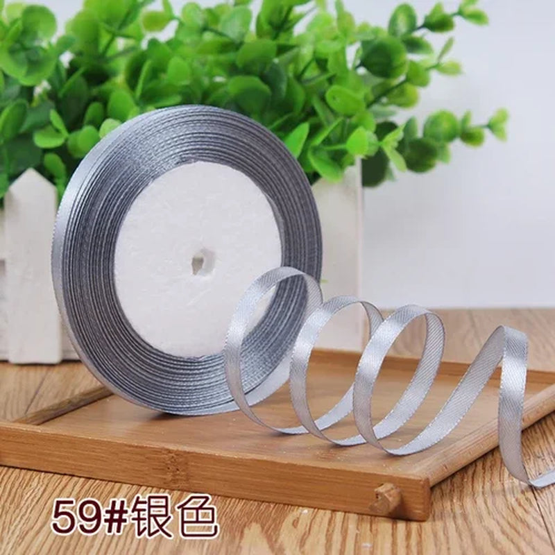 25Yards 6Mm Silk Satin Ribbons for Crafts Bow Handmade Gift Wrap Partys Christmas Wedding Decorative Artificial Accessories