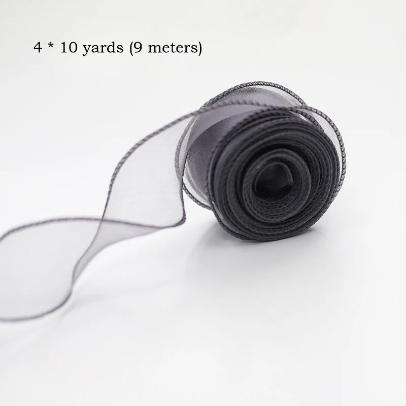 10Yards/Roll Chiffon Silk Ribbon Organza Satin for DIY Craft Gift Wrapping Decoration Wedding Bouquets Wreath Sewing Supplies