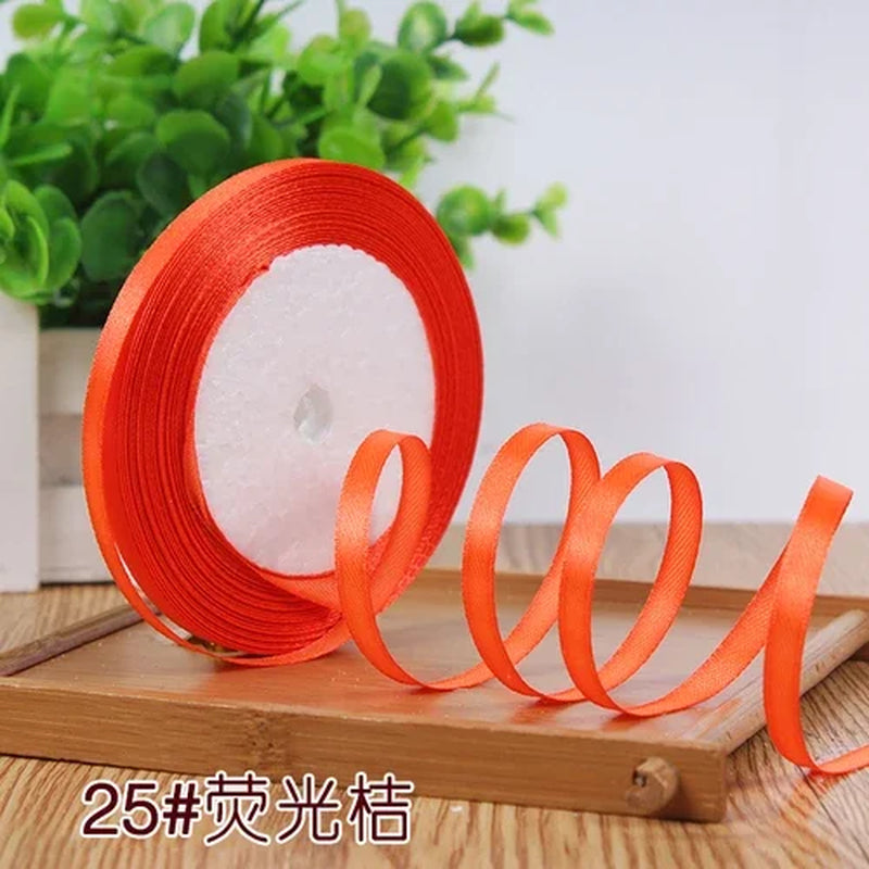 25Yards 6Mm Silk Satin Ribbons for Crafts Bow Handmade Gift Wrap Partys Christmas Wedding Decorative Artificial Accessories