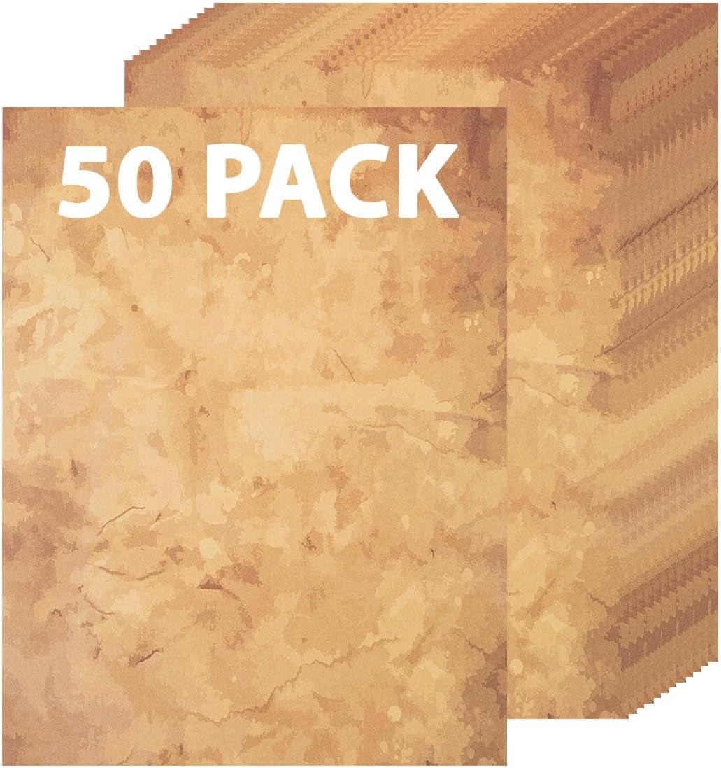 50 Pack Decorative Vintage Paper | Vintage Stationary Paper | Use for Creating Vintage Letters, Timeless Writing, Drawing, Sketches | Ink Jet and Laser Printer Friendly | 8.5 X 11 Inches 50 Sheets