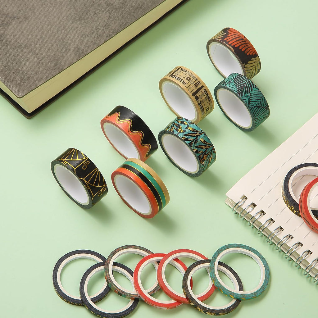 '- Washi Tape Set, 21 Rolls, Assorted Sizes, 5.5 Yards/Roll | Washi Tape for Scrapbook, Arts, Crafts, Journals and Planners, Ethnic Elegance Design
