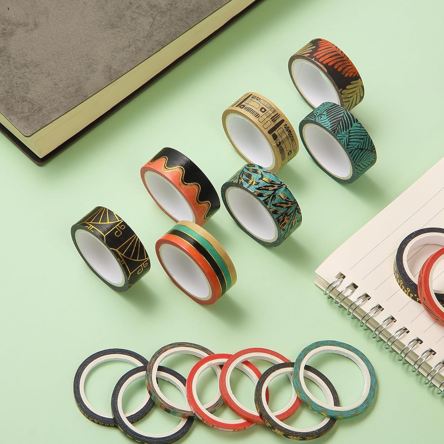 '- Washi Tape Set, 21 Rolls, Assorted Sizes, 5.5 Yards/Roll | Washi Tape for Scrapbook, Arts, Crafts, Journals and Planners, Ethnic Elegance Design