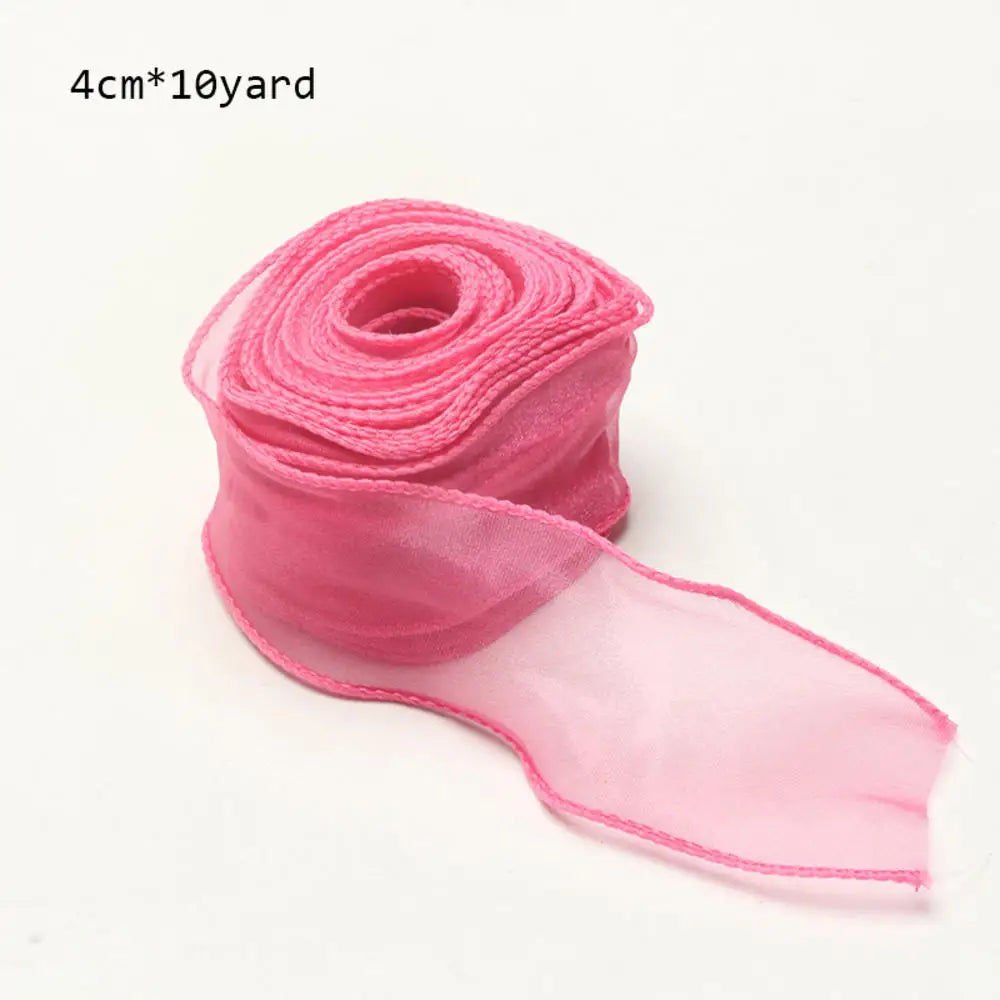10Yards/Roll Chiffon Silk Ribbon Organza Satin for DIY Craft Gift Wrapping Decoration Wedding Bouquets Wreath Sewing Supplies