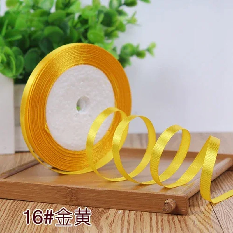 25Yards 6Mm Silk Satin Ribbons for Crafts Bow Handmade Gift Wrap Partys Christmas Wedding Decorative Artificial Accessories