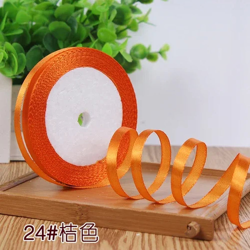 25Yards 6Mm Silk Satin Ribbons for Crafts Bow Handmade Gift Wrap Partys Christmas Wedding Decorative Artificial Accessories