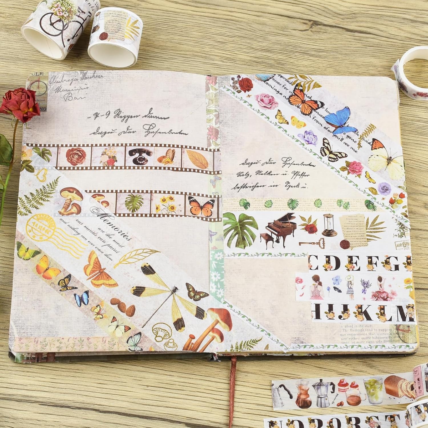 23 Rolls Vintage Washi Tape Set,30/15/10/5Mm Wide Floral Map Stamp Letter Antique Retro Decorative Masking Tape Sets for Scrapbook, Craft,Kids,Scrapbooking Supplie