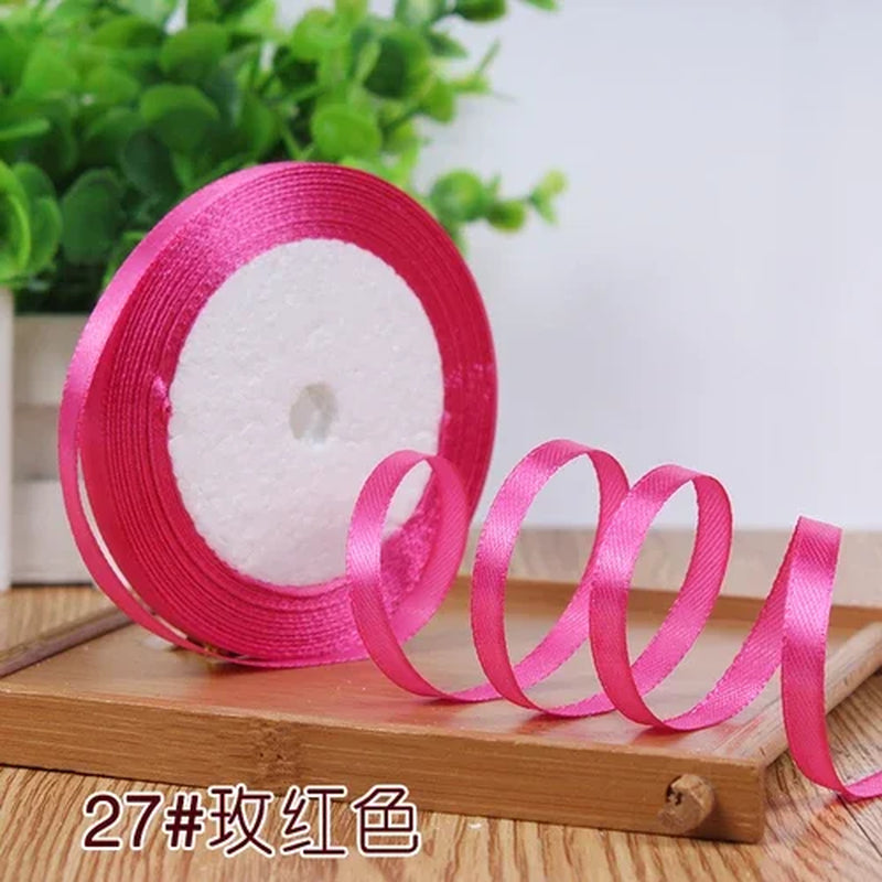 25Yards 6Mm Silk Satin Ribbons for Crafts Bow Handmade Gift Wrap Partys Christmas Wedding Decorative Artificial Accessories
