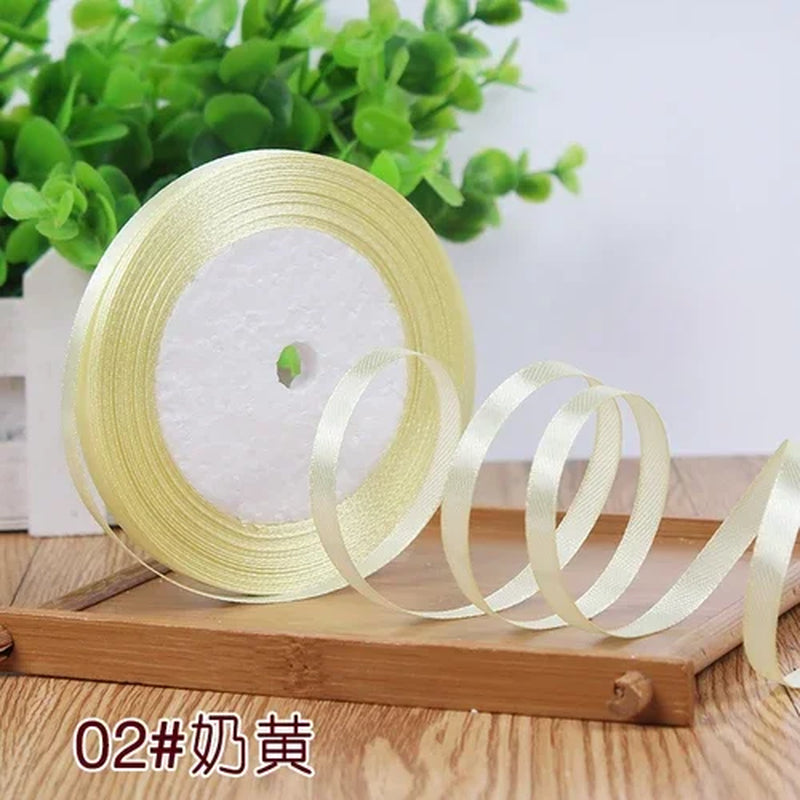 25Yards 6Mm Silk Satin Ribbons for Crafts Bow Handmade Gift Wrap Partys Christmas Wedding Decorative Artificial Accessories