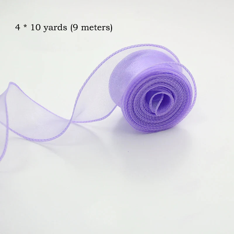 10Yards/Roll Chiffon Silk Ribbon Organza Satin for DIY Craft Gift Wrapping Decoration Wedding Bouquets Wreath Sewing Supplies
