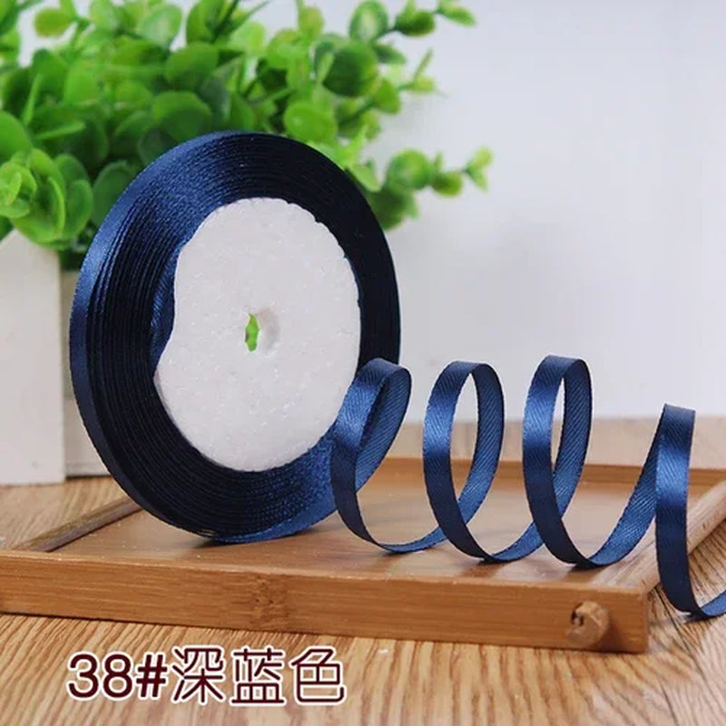 25Yards 6Mm Silk Satin Ribbons for Crafts Bow Handmade Gift Wrap Partys Christmas Wedding Decorative Artificial Accessories