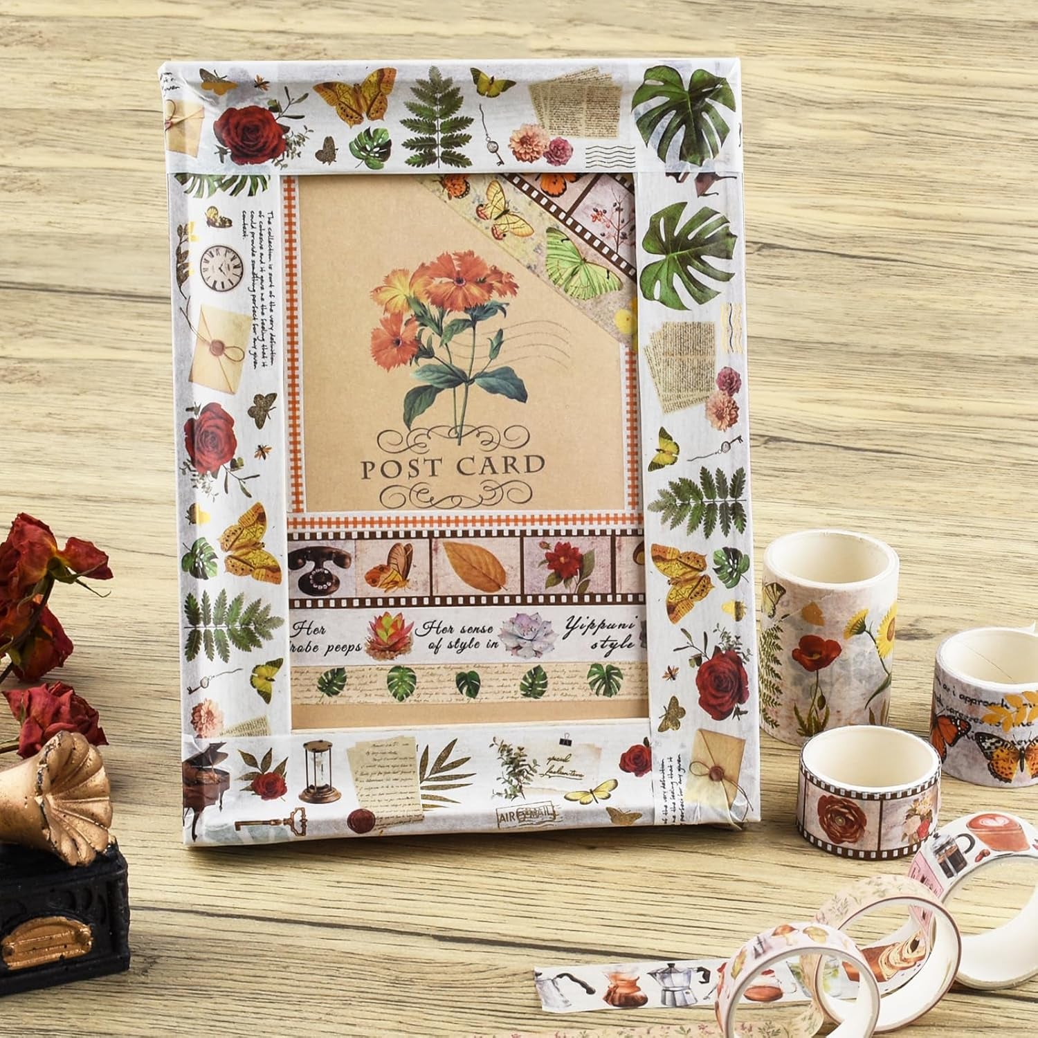 23 Rolls Vintage Washi Tape Set,30/15/10/5Mm Wide Floral Map Stamp Letter Antique Retro Decorative Masking Tape Sets for Scrapbook, Craft,Kids,Scrapbooking Supplie