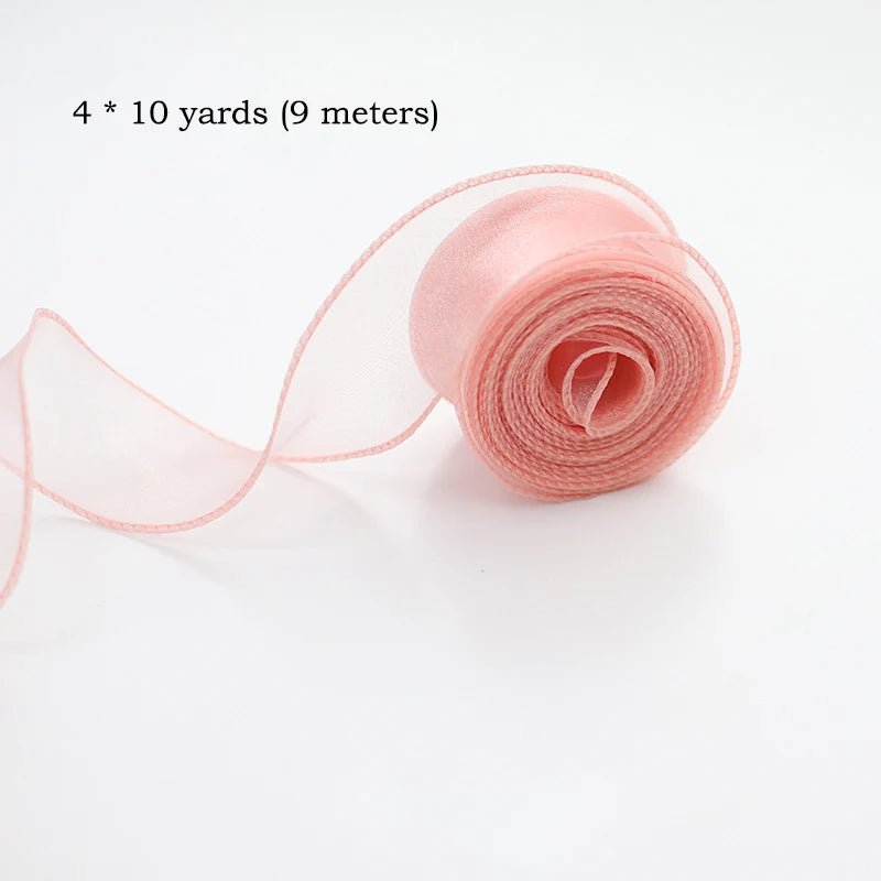 10Yards/Roll Chiffon Silk Ribbon Organza Satin for DIY Craft Gift Wrapping Decoration Wedding Bouquets Wreath Sewing Supplies