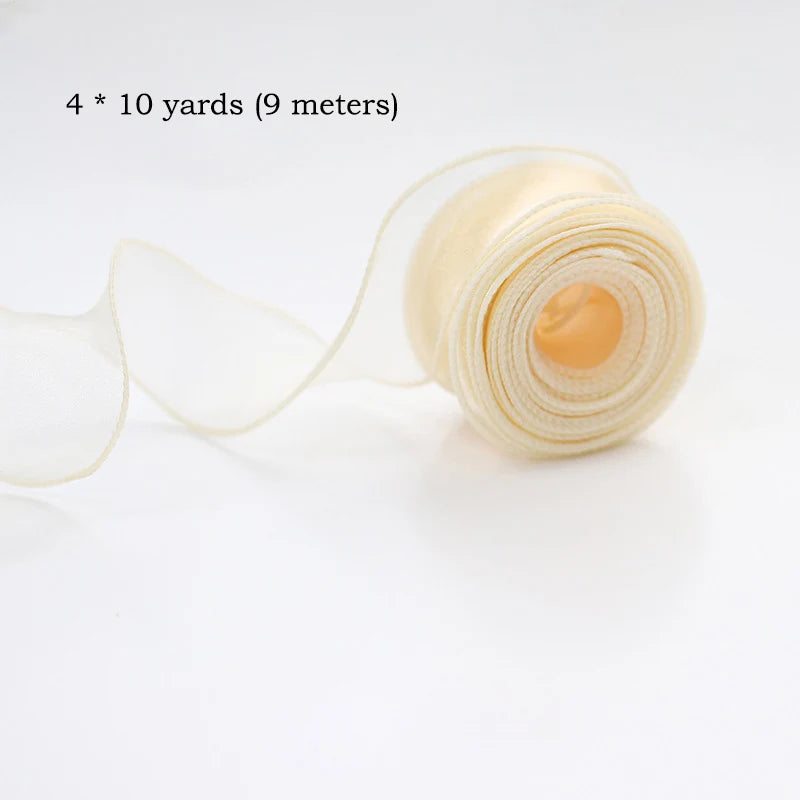 10Yards/Roll Chiffon Silk Ribbon Organza Satin for DIY Craft Gift Wrapping Decoration Wedding Bouquets Wreath Sewing Supplies