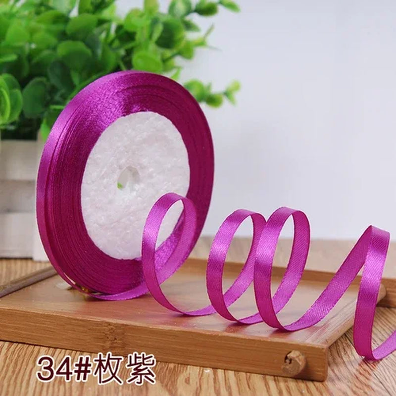25Yards 6Mm Silk Satin Ribbons for Crafts Bow Handmade Gift Wrap Partys Christmas Wedding Decorative Artificial Accessories