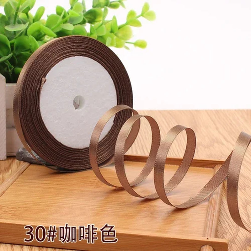 25Yards 6Mm Silk Satin Ribbons for Crafts Bow Handmade Gift Wrap Partys Christmas Wedding Decorative Artificial Accessories