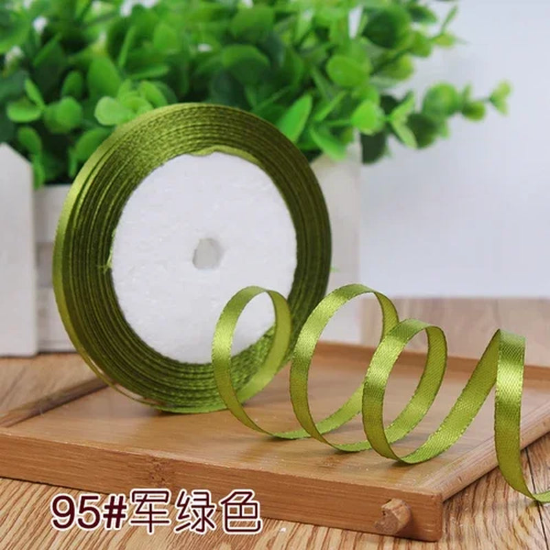 25Yards 6Mm Silk Satin Ribbons for Crafts Bow Handmade Gift Wrap Partys Christmas Wedding Decorative Artificial Accessories