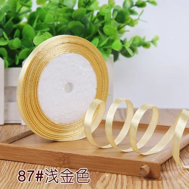 25Yards 6Mm Silk Satin Ribbons for Crafts Bow Handmade Gift Wrap Partys Christmas Wedding Decorative Artificial Accessories