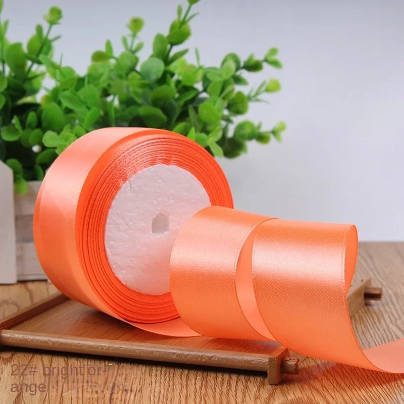 22Meters 6Mm-40Cm Satin Ribbons Crafts Bow DIY Gift Wrap Wine Red Orange Yellow Green Blue Purple Black Gray Gold White Ribbons