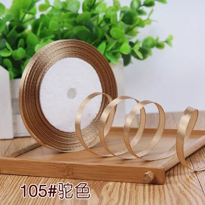 25Yards 6Mm Silk Satin Ribbons for Crafts Bow Handmade Gift Wrap Partys Christmas Wedding Decorative Artificial Accessories