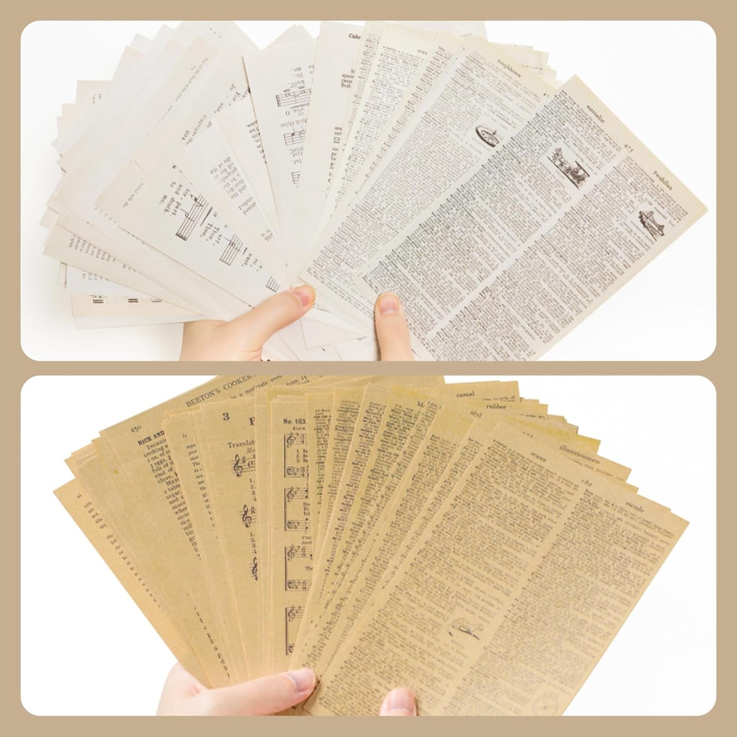 Vintage Paper 114Pcs/Pack, Decorative Paper for Scrapbooking, Junk Journal Supplies, Ephemera, Craft Materials for Decoupage & Aesthetic Journaling ("Old Book"114P)