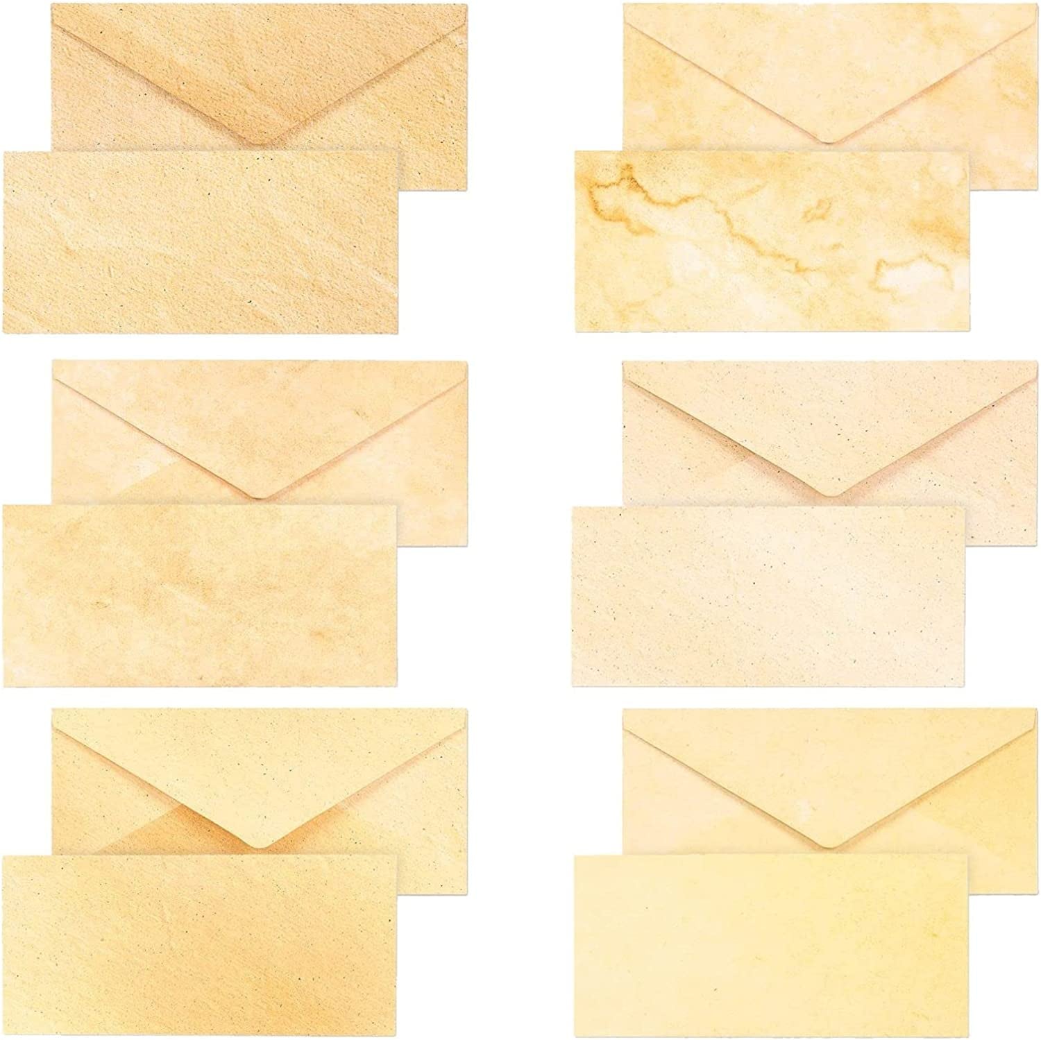Rectangular Vintage Envelopes - Antique Invitation Envelope Designs - Bulk Vintage Stationery Set - Pack of 48, 8.7 X 4 In, Brown