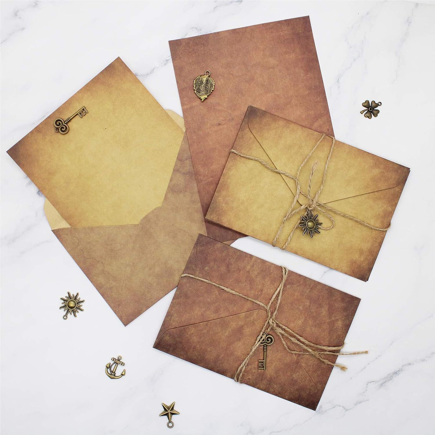Vintage Stationary Set - 24 Sheets of Letter Paper, 12 Envelopes (60)