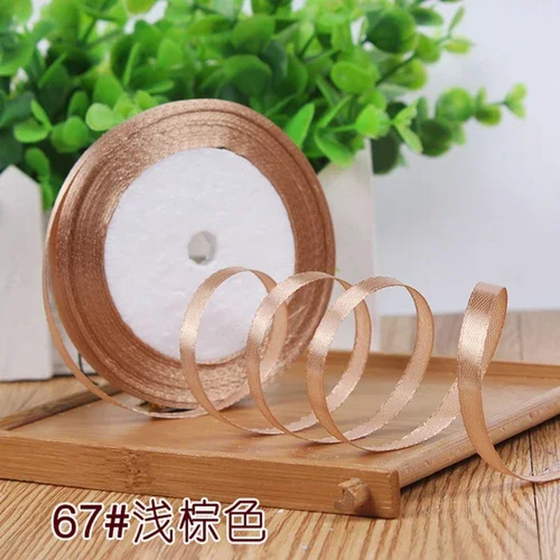 25Yards 6Mm Silk Satin Ribbons for Crafts Bow Handmade Gift Wrap Partys Christmas Wedding Decorative Artificial Accessories