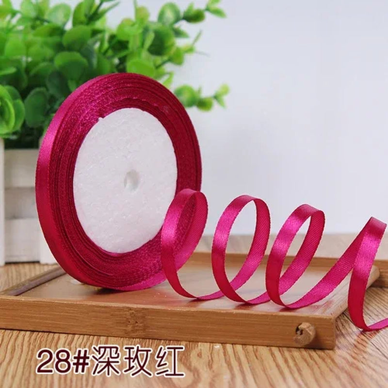 25Yards 6Mm Silk Satin Ribbons for Crafts Bow Handmade Gift Wrap Partys Christmas Wedding Decorative Artificial Accessories