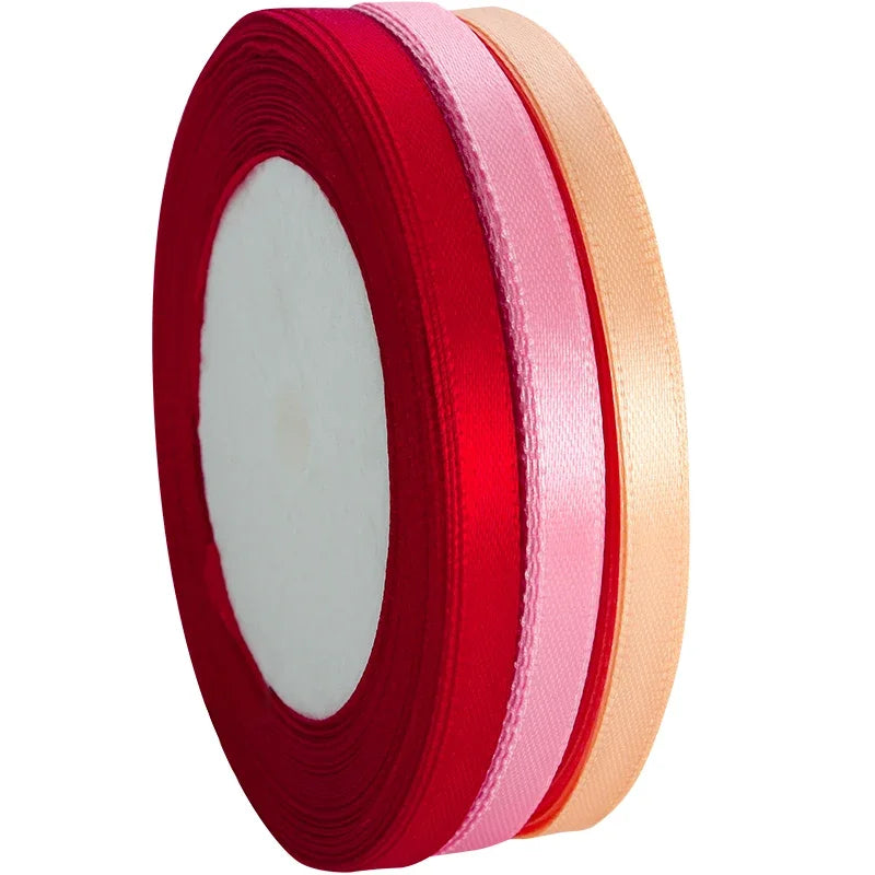 25Yards 6Mm Silk Satin Ribbons for Crafts Bow Handmade Gift Wrap Partys Christmas Wedding Decorative Artificial Accessories