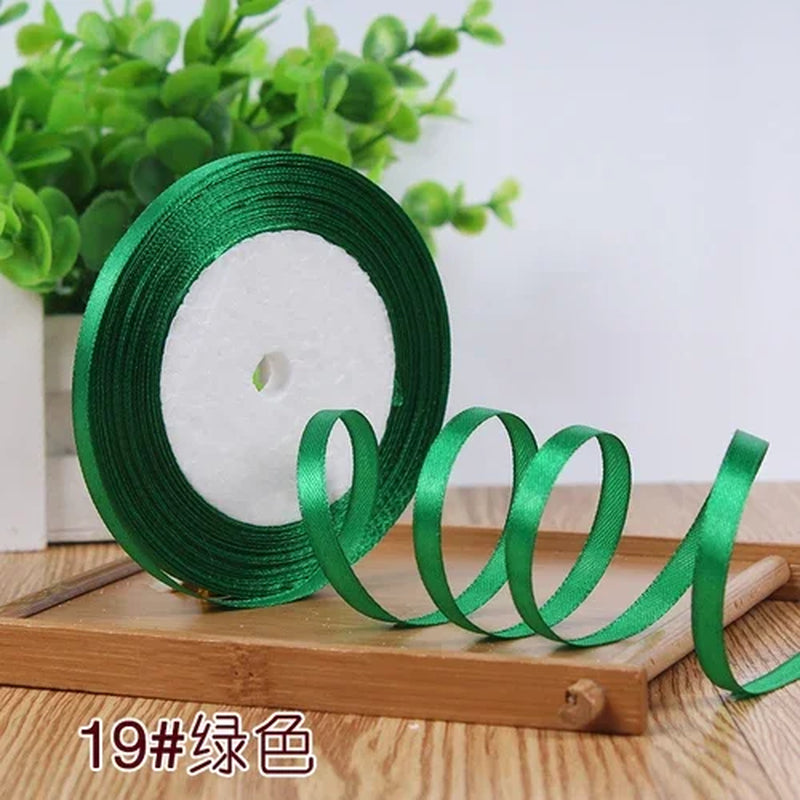 25Yards 6Mm Silk Satin Ribbons for Crafts Bow Handmade Gift Wrap Partys Christmas Wedding Decorative Artificial Accessories