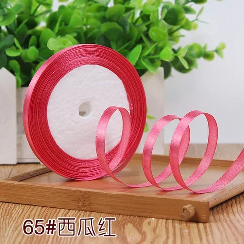 25Yards 6Mm Silk Satin Ribbons for Crafts Bow Handmade Gift Wrap Partys Christmas Wedding Decorative Artificial Accessories