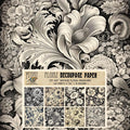Decoupage Paper Pack (24 Sheets 6"X6") Antique Floral Engraving # Vintage Styled Pattern Paper for Decoupage, Craft and Scrapbooking