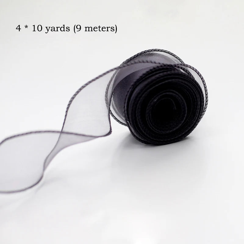 10Yards/Roll Chiffon Silk Ribbon Organza Satin for DIY Craft Gift Wrapping Decoration Wedding Bouquets Wreath Sewing Supplies