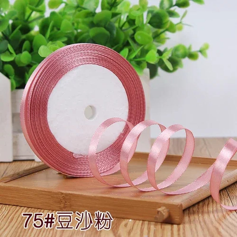 25Yards 6Mm Silk Satin Ribbons for Crafts Bow Handmade Gift Wrap Partys Christmas Wedding Decorative Artificial Accessories