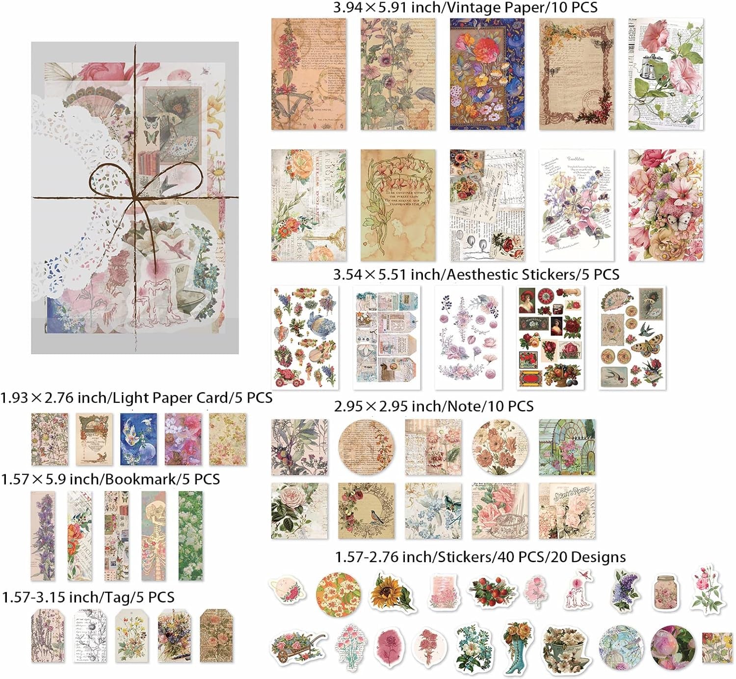 Vintage Scrapbooking Supplies Kit Vintage Stickers for Scrapbooking Journaling Aesthetic Paper Stickers Material Ephemera Pack for Junk Journal Bullet Journals Planners NotebooksÔºà83 PiecesÔºâ