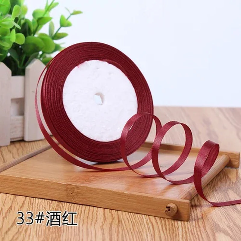 25Yards 6Mm Silk Satin Ribbons for Crafts Bow Handmade Gift Wrap Partys Christmas Wedding Decorative Artificial Accessories
